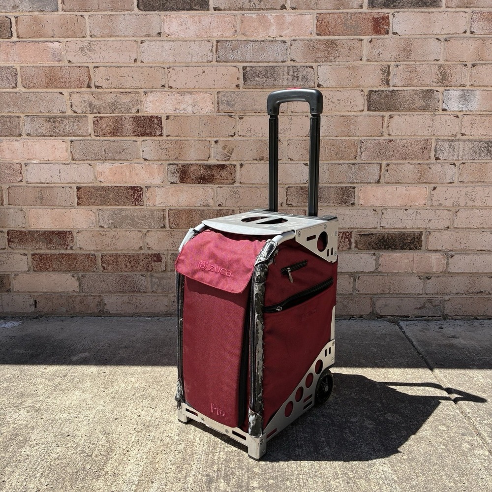 Zuca Pro Artist Case Rolling Luggage Red Frame & Red Insert + 2 Pouches